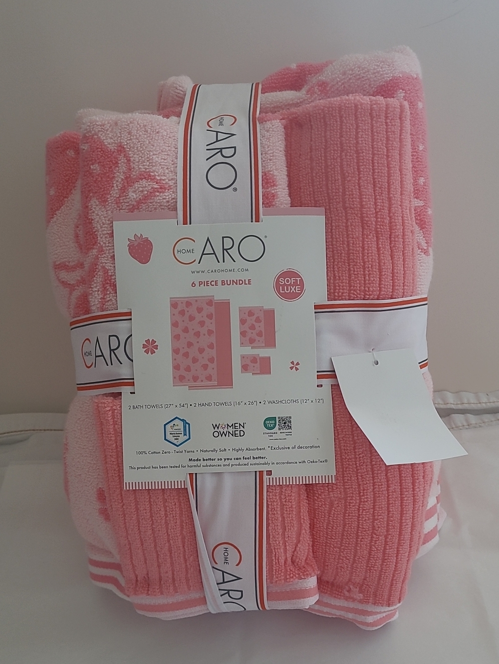 Caro Home Soft Luxe Pink Towel Set - 6 Piece Bundle